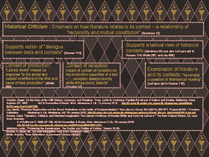 Historical Criticism : Emphasis on how literature relates to its context – a relationship