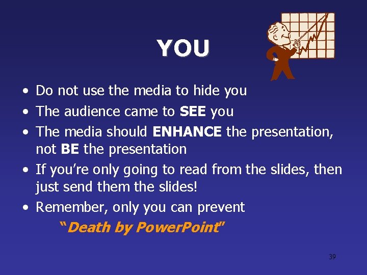 YOU • Do not use the media to hide you • The audience came YOU • Do not use the media to hide you • The audience came