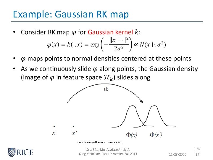 Example: Gaussian RK map • Source: Learning with Kernels… Smola A. J. 2001 Stat