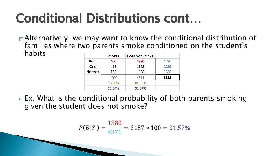 Conditional Distributions cont… � 