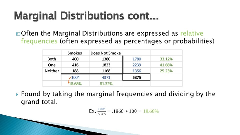 Marginal Distributions cont. . . � 