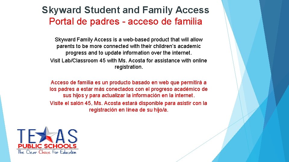 Skyward Student and Family Access Portal de padres - acceso de familia Skyward Family