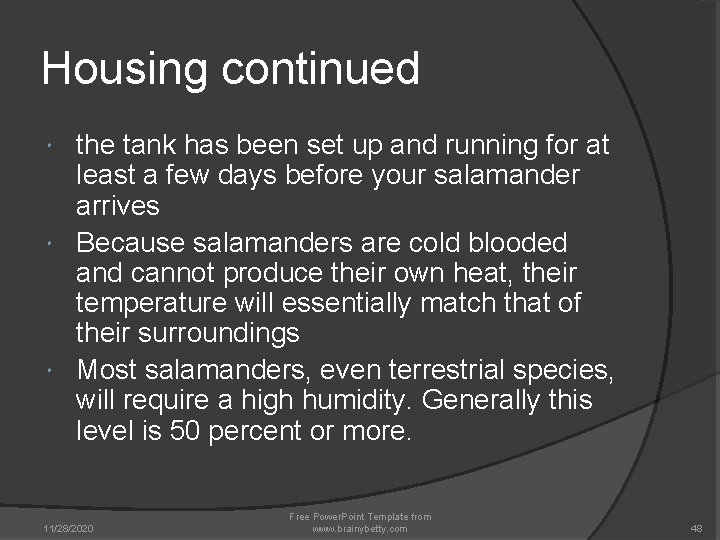 Housing continued the tank has been set up and running for at least a Housing continued the tank has been set up and running for at least a