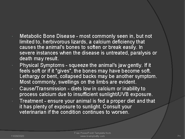 Metabolic Bone Disease - most commonly seen in, but not limited to, herbivorous Metabolic Bone Disease - most commonly seen in, but not limited to, herbivorous