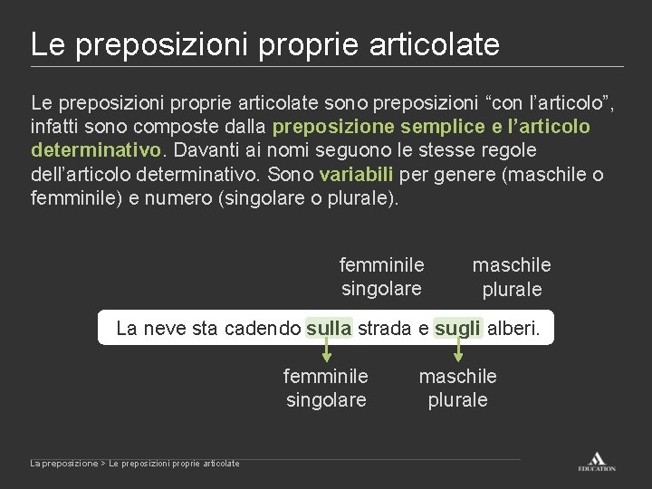 Le preposizioni proprie articolate sono preposizioni “con l’articolo”, infatti sono composte dalla preposizione semplice