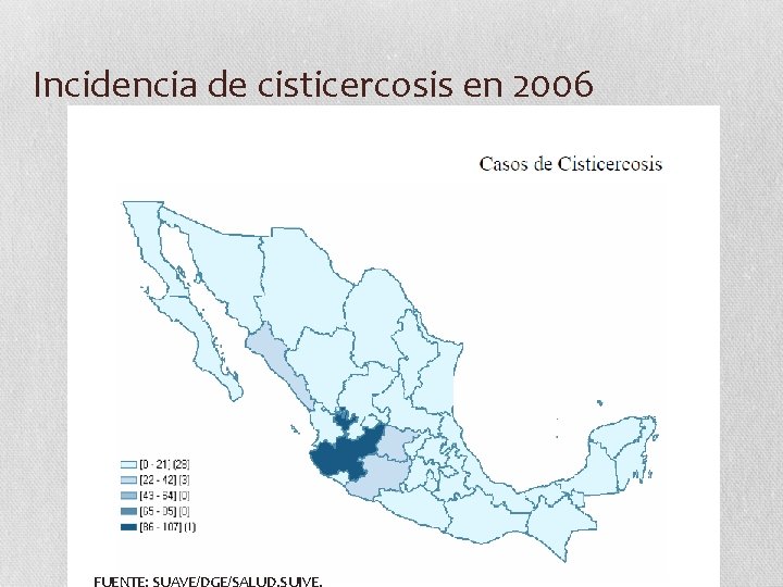 Incidencia de cisticercosis en 2006 FUENTE: SUAVE/DGE/SALUD. SUIVE. 