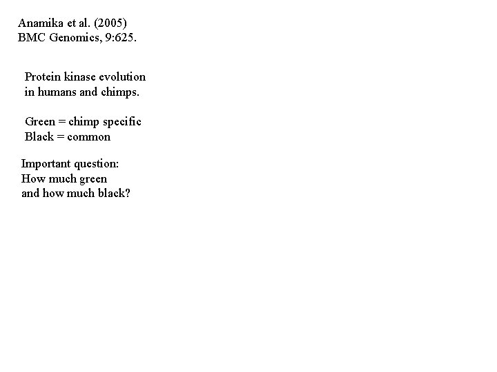 Anamika et al. (2005) BMC Genomics, 9: 625. Protein kinase evolution in humans and