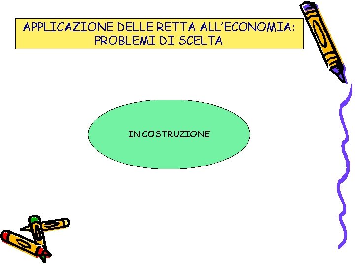 APPLICAZIONE DELLE RETTA ALL’ECONOMIA: PROBLEMI DI SCELTA IN COSTRUZIONE 