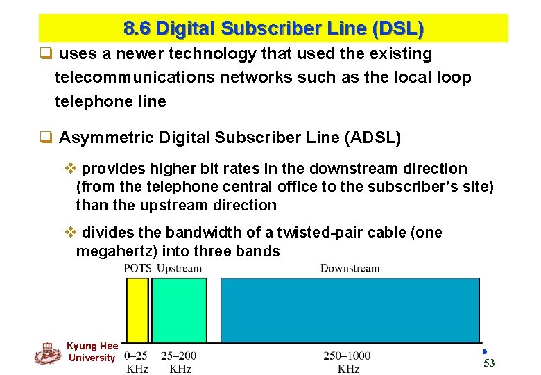 8. 6 Digital Subscriber Line (DSL) q uses a newer technology that used the