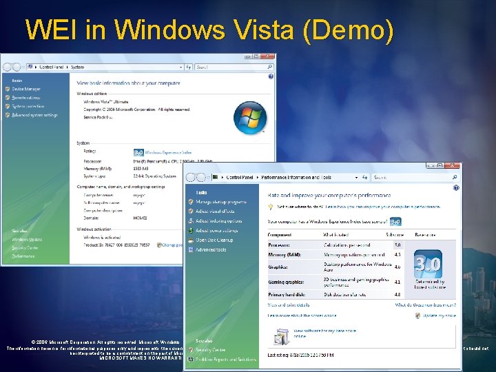 WEI in Windows Vista (Demo) © 2006 Microsoft Corporation. All rights reserved. Microsoft, Windows