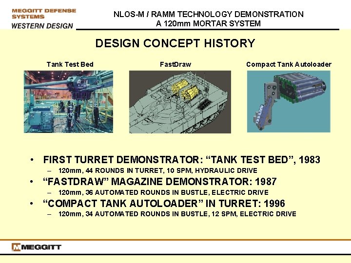 NLOS-M / RAMM TECHNOLOGY DEMONSTRATION A 120 mm MORTAR SYSTEM DESIGN CONCEPT HISTORY Tank