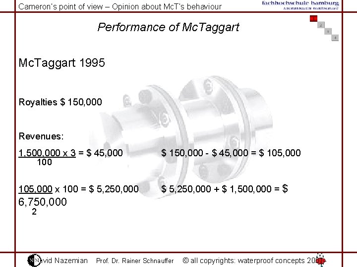 Cameron‘s point of view – Opinion about Mc. T‘s behaviour Performance of Mc. Taggart