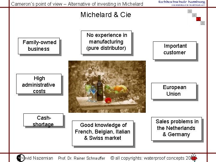 Cameron‘s point of view – Alternative of investing in Michelard & Cie Family-owned business