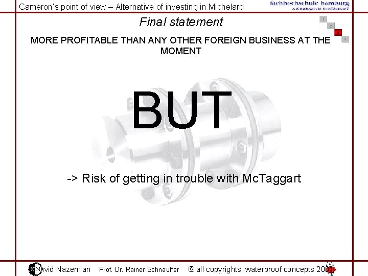 Cameron‘s point of view – Alternative of investing in Michelard Final statement MORE PROFITABLE