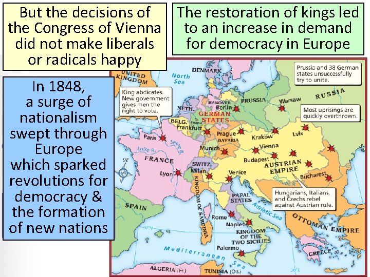 But the decisions of The restoration of kings led the Congress of Vienna to