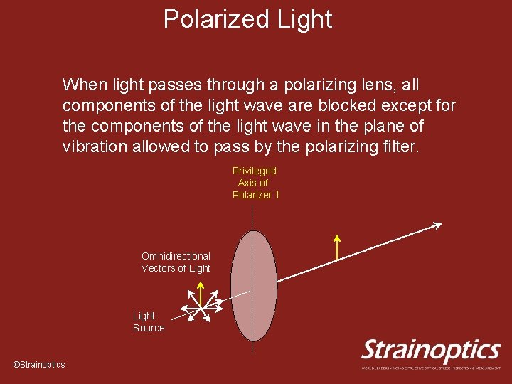 Polarized Light When light passes through a polarizing lens, all components of the light