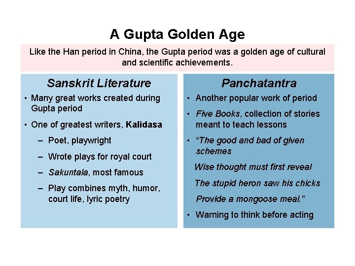 A Gupta Golden Age Like the Han period in China, the Gupta period was