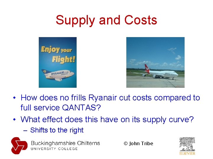 Supply and Costs • How does no frills Ryanair cut costs compared to full Supply and Costs • How does no frills Ryanair cut costs compared to full