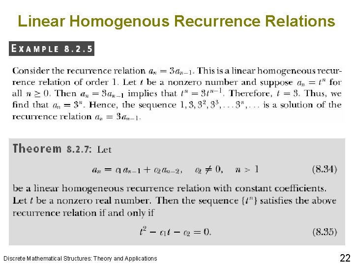 Linear Homogenous Recurrence Relations Discrete Mathematical Structures: Theory and Applications 22 