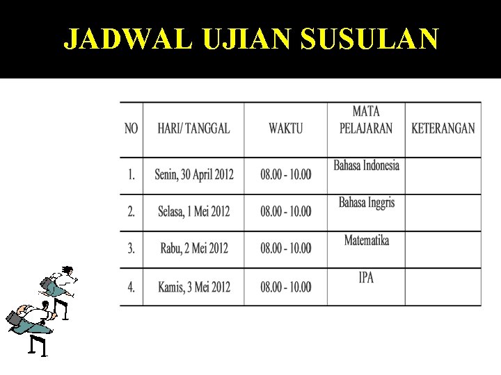 JADWAL UJIAN SUSULAN 