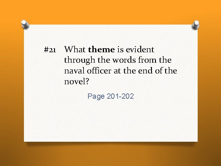 #21 What theme is evident through the words from the naval officer at the #21 What theme is evident through the words from the naval officer at the