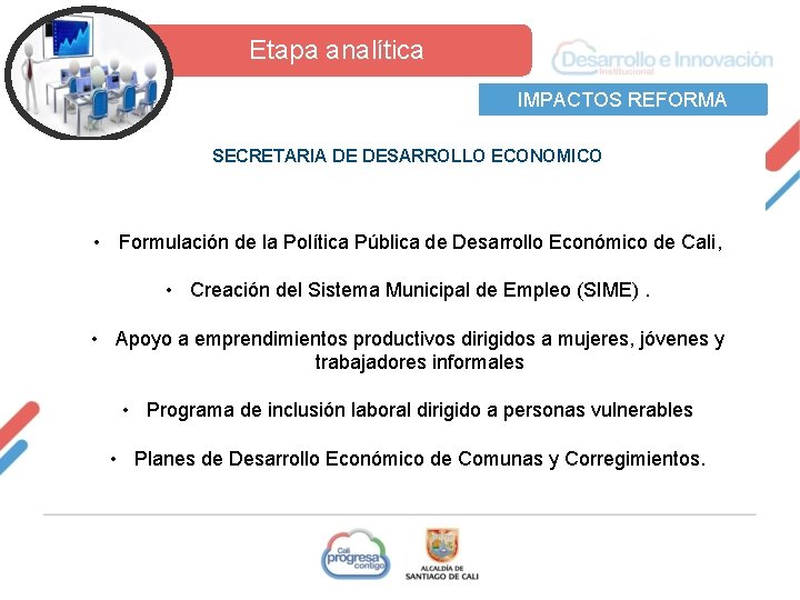  Etapa analítica IMPACTOS REFORMA SECRETARIA DE DESARROLLO ECONOMICO • Formulación de la Política