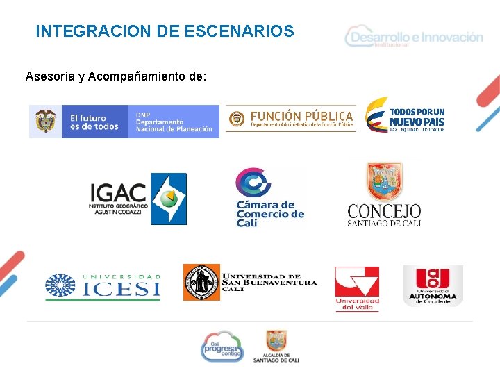 INTEGRACION DE ESCENARIOS Asesoría y Acompañamiento de: 