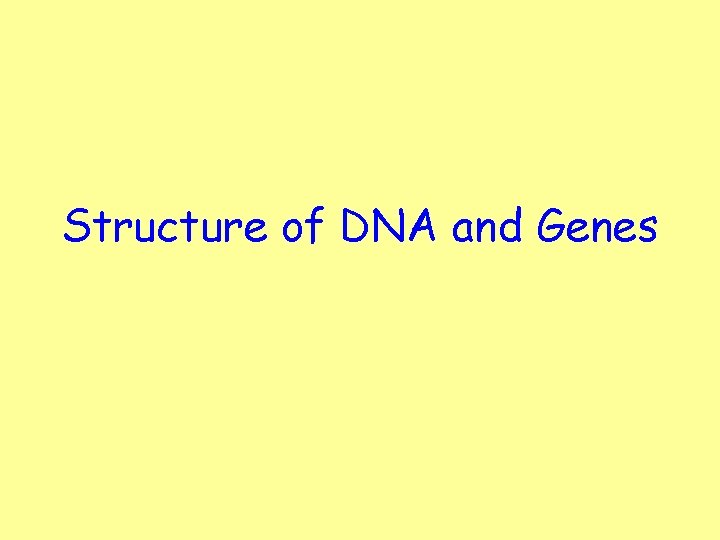 Structure of DNA and Genes 