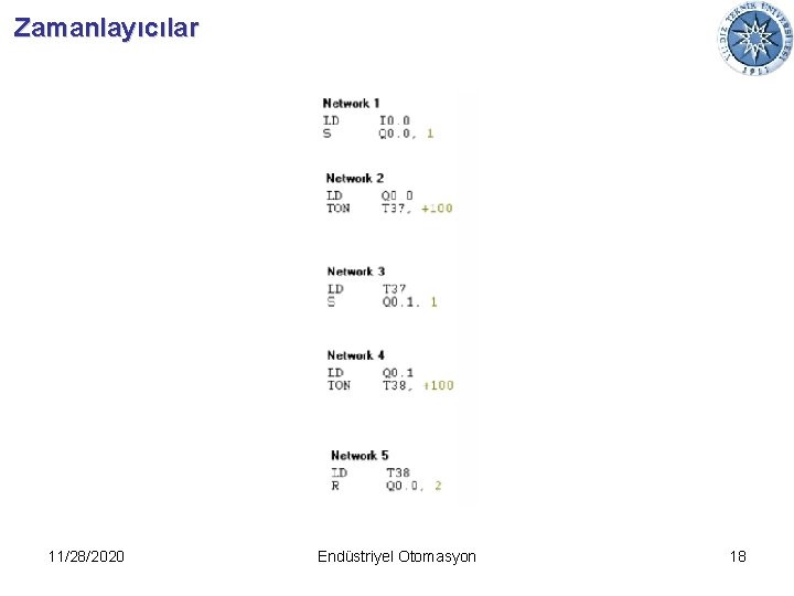 Zamanlayıcılar 11/28/2020 Endüstriyel Otomasyon 18 