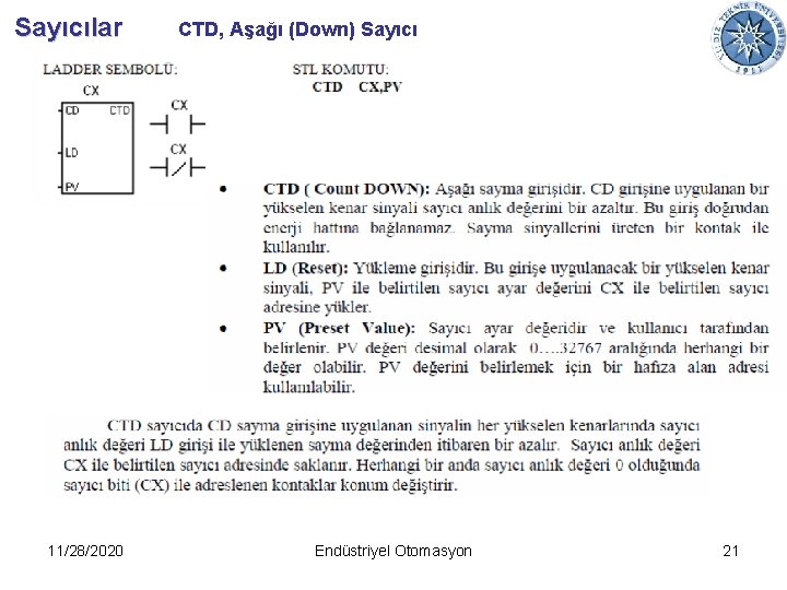 Sayıcılar 11/28/2020 CTD, Aşağı (Down) Sayıcı Endüstriyel Otomasyon 21 