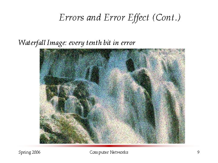 Errors and Error Effect (Cont. ) Waterfall Image: every tenth bit in error Spring