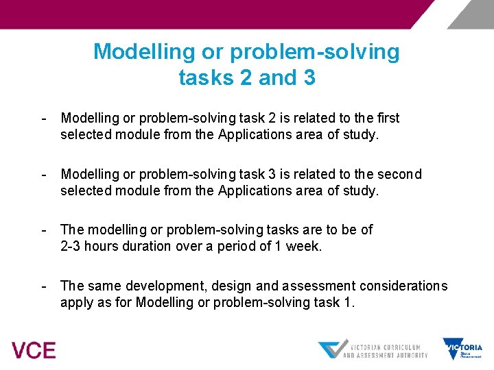 Modelling or problem-solving tasks 2 and 3 - Modelling or problem-solving task 2 is