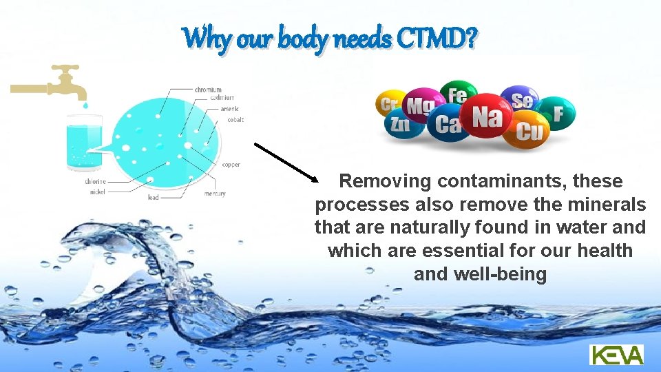 Why our body needs CTMD? Removing contaminants, these processes also remove the minerals that