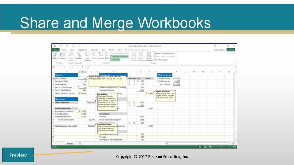 Share and Merge Workbooks Preview Copyright © 2017 Pearson Education, Inc. 