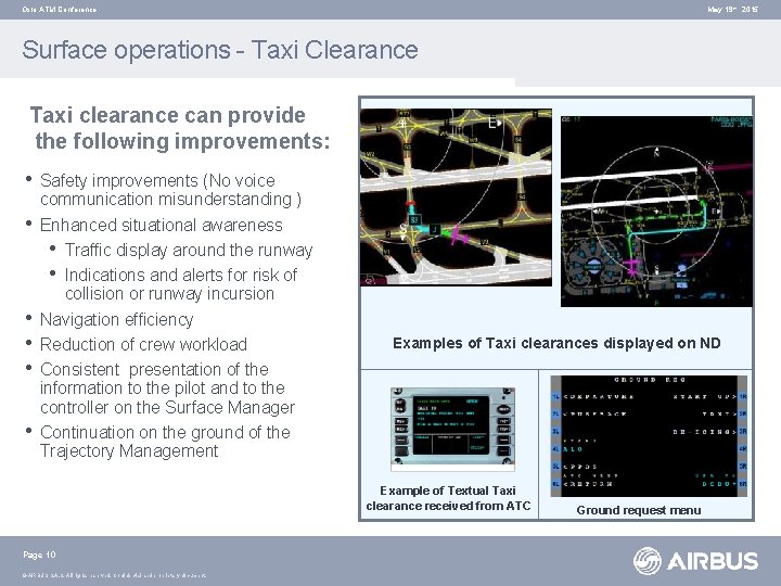 Oslo ATM Conference May 19 th 2015 Surface operations - Taxi Clearance Taxi clearance