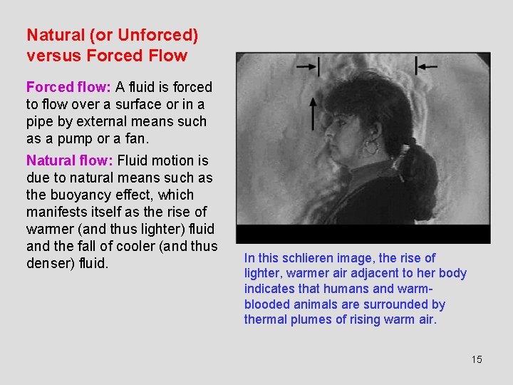 Natural (or Unforced) versus Forced Flow Forced flow: A fluid is forced to flow