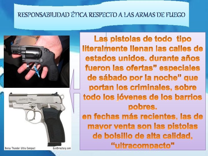 RESPONSABILIDAD ÉTICA RESPECTO A LAS ARMAS DE FUEGO 