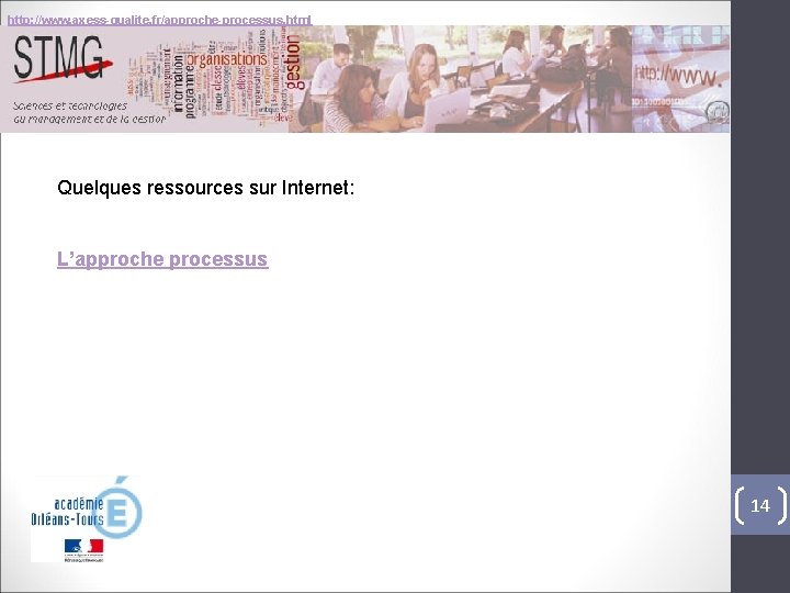 http: //www. axess-qualite. fr/approche-processus. html Quelques ressources sur Internet: L’approche processus 14 