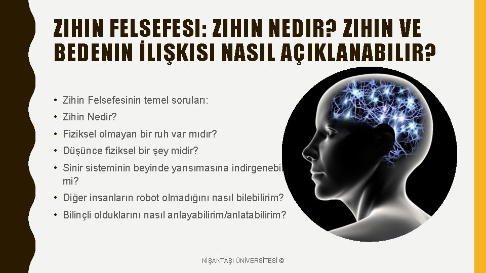 ZIHIN FELSEFESI: ZIHIN NEDIR? ZIHIN VE BEDENIN İLIŞKISI NASIL AÇIKLANABILIR? • Zihin Felsefesinin temel