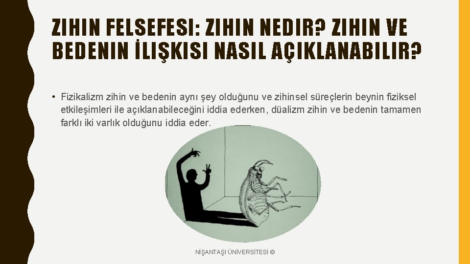 ZIHIN FELSEFESI: ZIHIN NEDIR? ZIHIN VE BEDENIN İLIŞKISI NASIL AÇIKLANABILIR? • Fizikalizm zihin ve