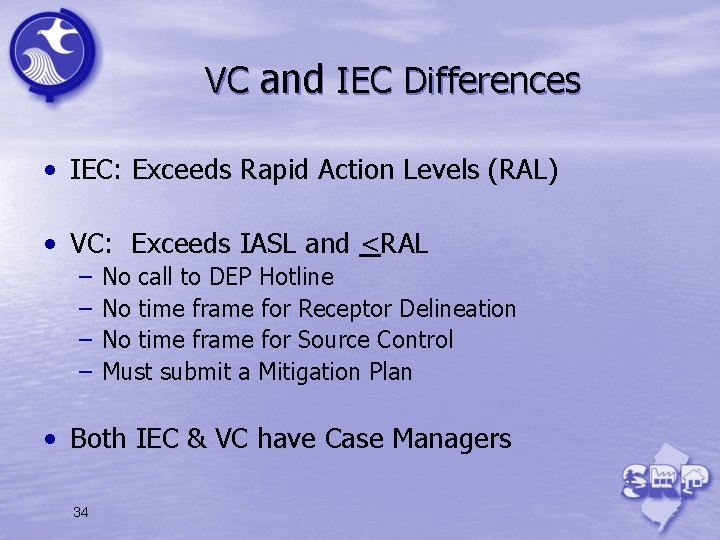 VC and IEC Differences • IEC: Exceeds Rapid Action Levels (RAL) • VC: Exceeds