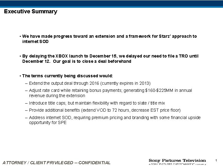 Executive Summary • We have made progress toward an extension and a framework for Executive Summary • We have made progress toward an extension and a framework for