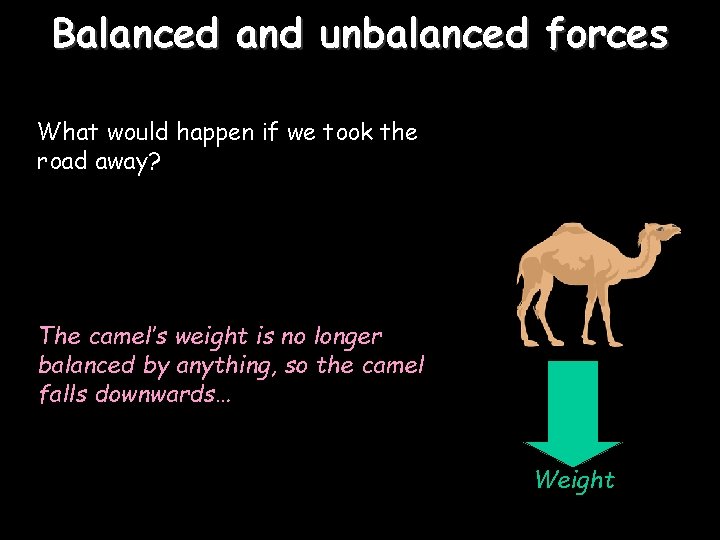 Balanced and unbalanced forces What would happen if we took the road away? The