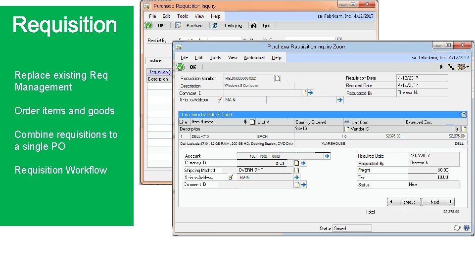 Replace existing Req Management Order items and goods Combine requisitions to a single PO