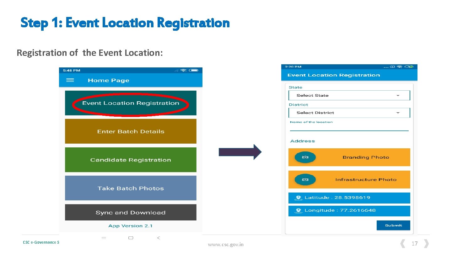 Step 1: Event Location Registration of the Event Location: CSC e-Governance Services India Limited