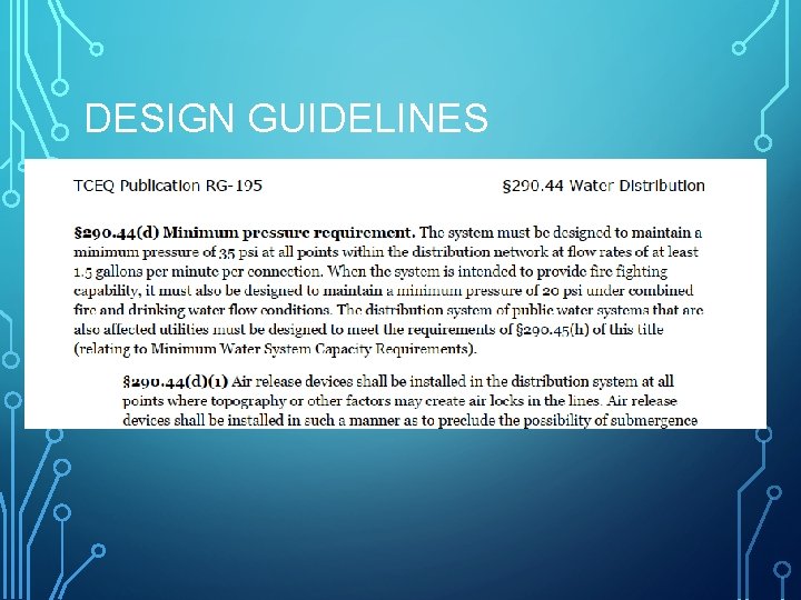 DESIGN GUIDELINES • Pressure Requirements 