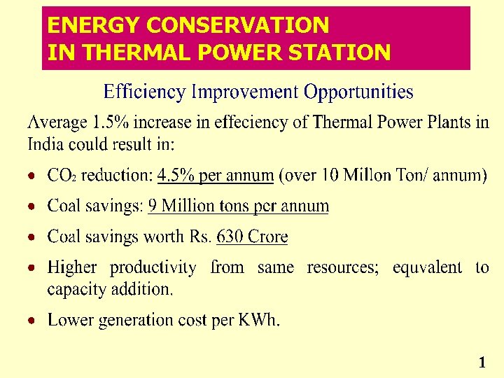 ENERGY CONSERVATION IN THERMAL POWER STATION 1 