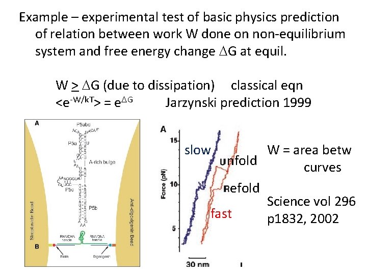 Example – experimental test of basic physics prediction of relation between work W done Example – experimental test of basic physics prediction of relation between work W done