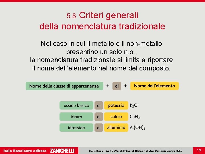 Criteri generali della nomenclatura tradizionale 5. 8 Nel caso in cui il metallo o Criteri generali della nomenclatura tradizionale 5. 8 Nel caso in cui il metallo o