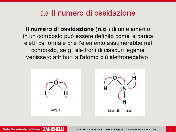 5. 3 Il numero di ossidazione (n. o. ) di un elemento in un 5. 3 Il numero di ossidazione (n. o. ) di un elemento in un